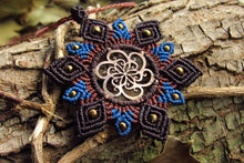 Load image into Gallery viewer, Handcut Twirly Seed of Life Coin Macrame Mandala Pendant
