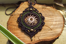 Load image into Gallery viewer, Handcut Sun Coin Macrame Pendant
