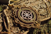 Load image into Gallery viewer, Handcut Celtic Knot Coin Macrame Pendant
