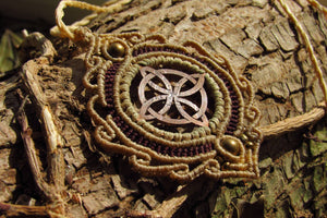 Handcut Celtic Knot Coin Macrame Pendant