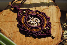Load image into Gallery viewer, Handcut Om Coin Macrame Pendant

