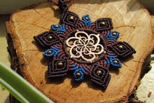 Load image into Gallery viewer, Handcut Twirly Seed of Life Coin Macrame Mandala Pendant
