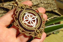 Load image into Gallery viewer, Handcut Celtic Knot Coin Macrame Pendant
