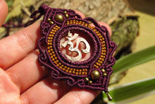 Load image into Gallery viewer, Handcut Om Coin Macrame Pendant
