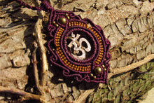 Load image into Gallery viewer, Handcut Om Coin Macrame Pendant
