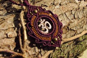 Handcut Om Coin Macrame Pendant