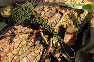 Adjustable Boho Beaded Macrame Slave Bracelet with Stone Bead