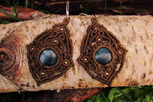Load image into Gallery viewer, Handmade Boho Apatite Gemstone Macrame Dangle Earrings
