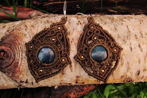 Handmade Boho Apatite Gemstone Macrame Dangle Earrings