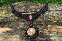 Load image into Gallery viewer, Picture Jasper and Rhodonite Healing Stones Macrame Necklace

