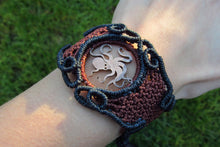Load image into Gallery viewer, Steampunk Octopus Handcut Coin Design Adjustable Macrame Cuff Bracelet
