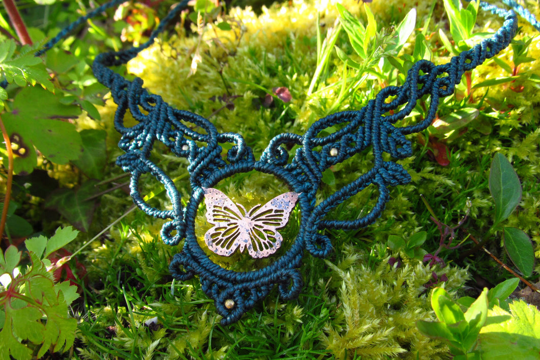 Butterfly Handcut Coin Design Forest Fairy Adjustable Macrame Necklace/Tiara