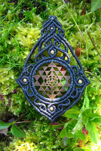 Sri Yantra Handcut Coin Design Macrame Pendant