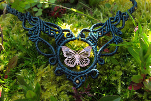 Butterfly Handcut Coin Design Forest Fairy Adjustable Macrame Necklace/Tiara