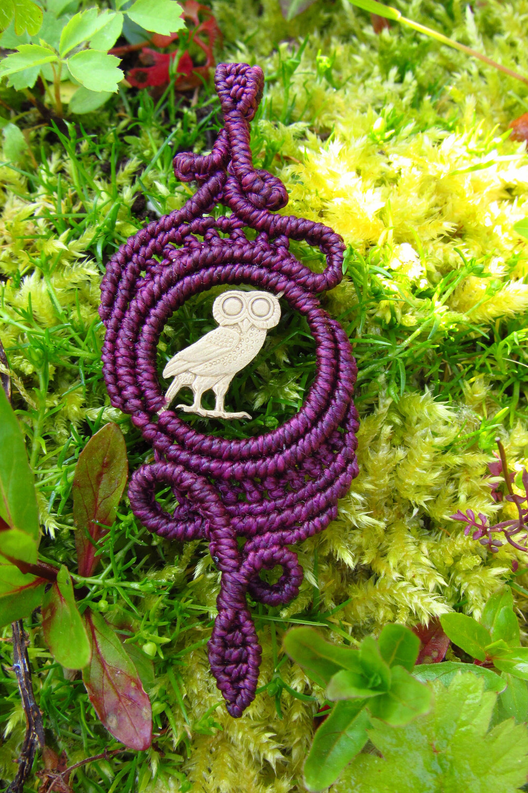 Handcut Greek Drachmae Coin Owl Design Macrame Adjustable Pendant